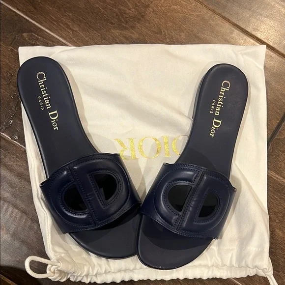 Dior | Shoes | Dior Blue Slide Sandals With Iconic Logo | Poshmark